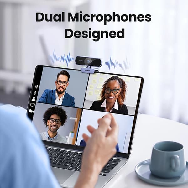 Fuld HD webcam med mikrofoner til videooptagelse USB-A - grå