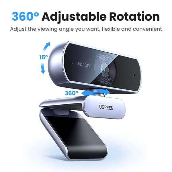 Fuld HD webcam med mikrofoner til videooptagelse USB-A - grå