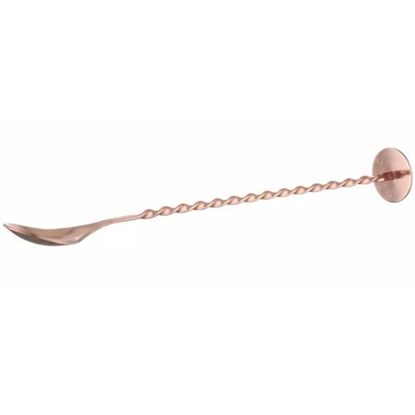 Bartenderskje for drinker, cocktailer, lang med muddler 280 x 35 mm - kobber