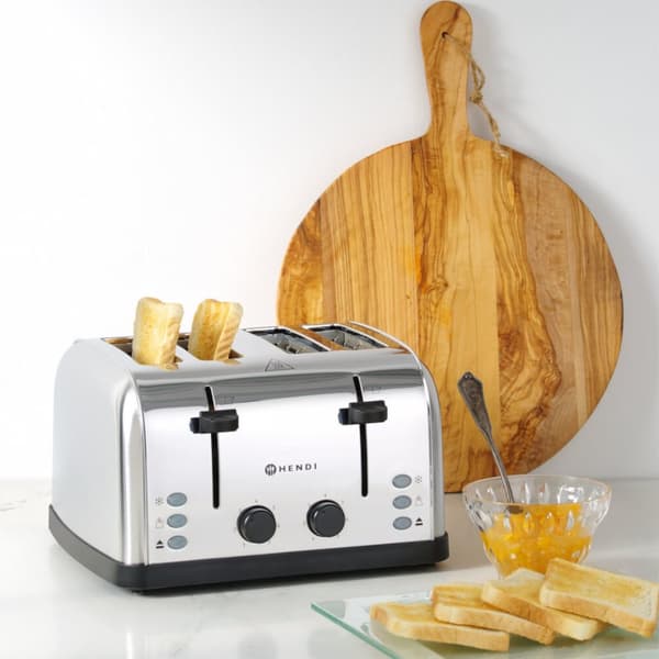 Brødrister sandwichmaskin for 4 toasts, 3 funksjoner, 7 varmenivåer, 1500 W