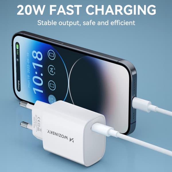 20W USB-C vægoplader 100-240V hvid