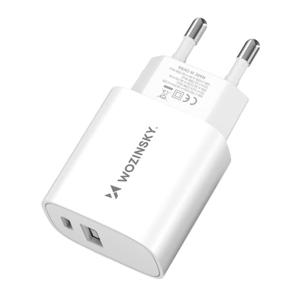 20W USB-A USB-C vægoplader 100-240V hvid