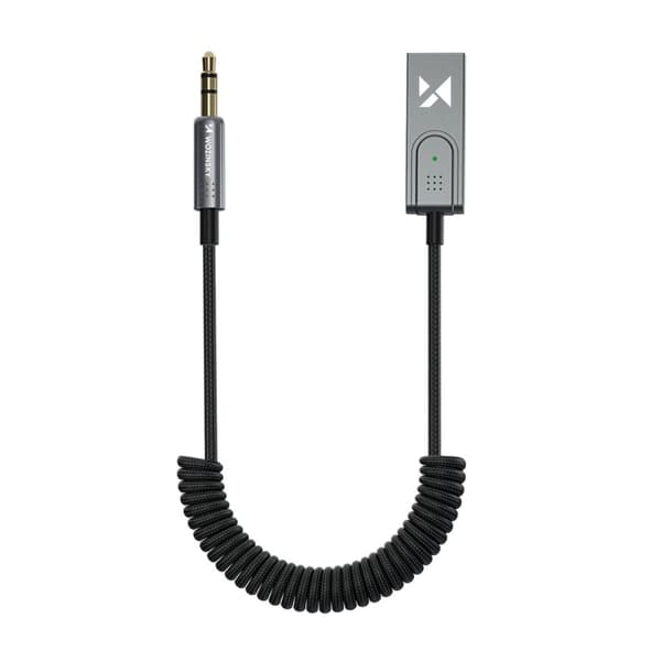 Lydadapter med Bluetooth 5.3-mottaker og 3,5 mm AUX miniJack-kontakt og USB-A