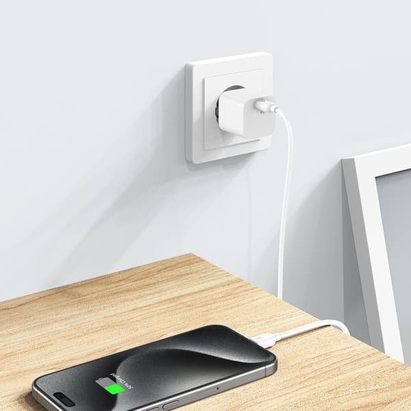 Vegglader 100-240V PD USB-C 20W hvit