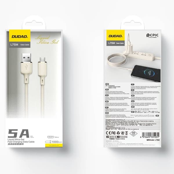 Förstärkt kabel SR USB-A - microUSB 5A 1m beige