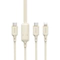 Miniatyrbilde 1 av 8: 2-i-1 Kabelforsterket kabel SR USB-C - USB-C / Lightning 100W 1,2m beige