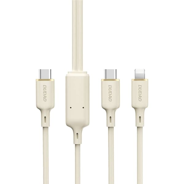 2-i-1 Kabelforsterket kabel SR USB-C - USB-C / Lightning 100W 1,2m beige
