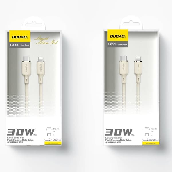 SR forstærket kabel til iPhone USB-C - Lightning 30W 2m beige