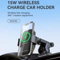 Miniatyrbilde 3 av 7: Telefonholder med 15W induktiv lader for bildashbord, sort