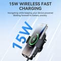 Miniatyrbilde 4 av 7: Telefonholder med 15W induktiv lader for bildashbord, sort