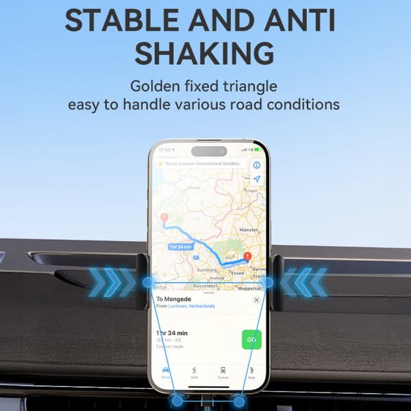 Telefonholder med 15W induktiv lader for bildashbord, sort