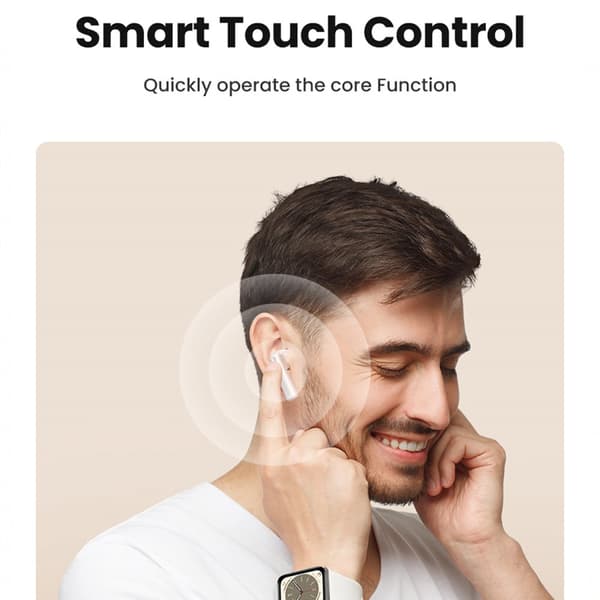 HiTune T6 trådlösa hörlurar med ANC-funktion + USB-A - USB-C-kabel, vit