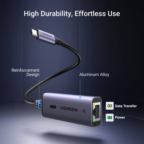 Adapter Ethernet USB-C - RJ45 2.5G nätverkskort, grå