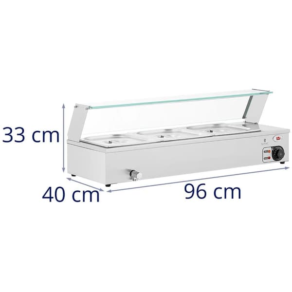 Bain-marie madvarmer varmebuffet med låg 3 x GN 1/2 2000 W