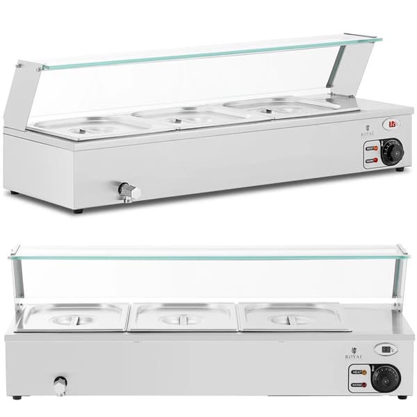Bain-marie madvarmer varmebuffet med låg 3 x GN 1/2 2000 W