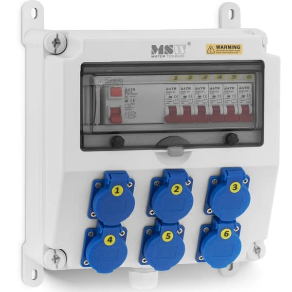 El-tavle 6 x Schuko jordfeilbryter 6 x installasjon
