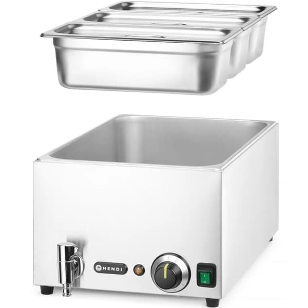 Bain-marie matvärmare med kran 3x GN 1/3 100 mm med lock 1000 W
