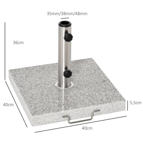 Siirrettävä aurinkovarjoteline 28kg marmorista ruostumatonta terästä 42x42x36cm vakaa sateenvarjojalusta puutarhaan ja terassille