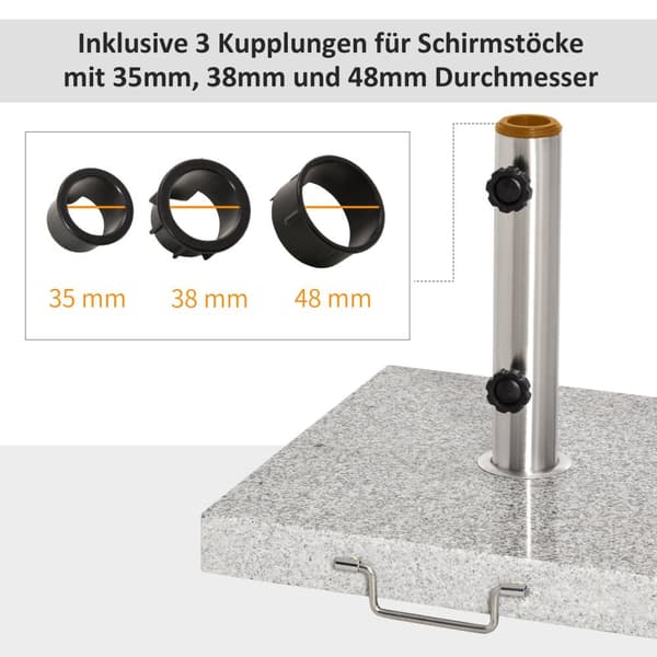 Siirrettävä aurinkovarjoteline 28kg marmorista ruostumatonta terästä 42x42x36cm vakaa sateenvarjojalusta puutarhaan ja terassille