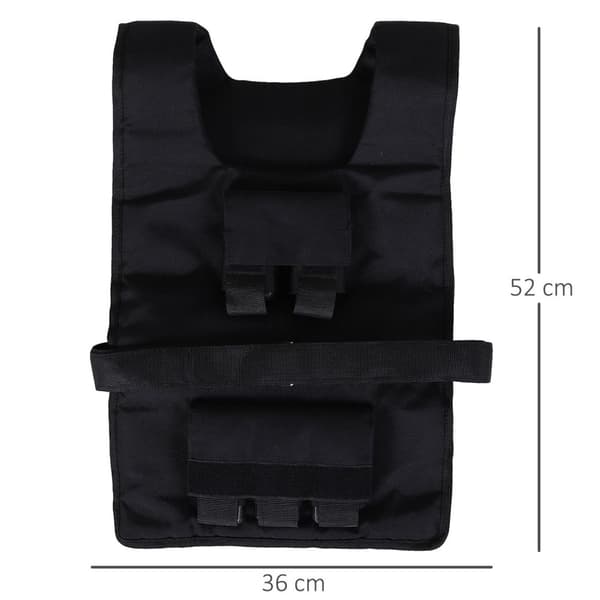 Viktväst 20 kg justerbar träningsväst för styrketräning och fitness, Oxford material, svart 36 x 52 cm