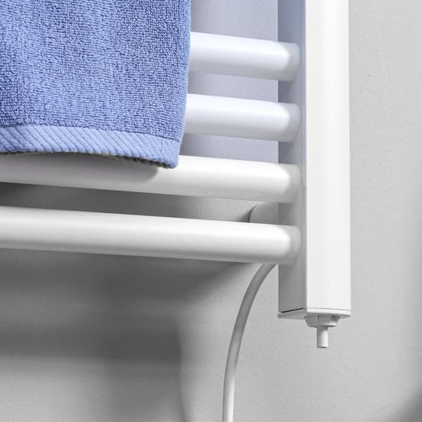 Håndkleradiator 540x960 mm baderomsradiator 16 varmeelementer med overopphetingsbeskyttelse veggfeste aluminium hvit for baderom