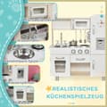 Miniatyrbild 5 av 10: Barnkök med tillbehör, drömkök för 3 år+, leksakskök av furu & MDF, vit, 74 x 30 x 81 cm