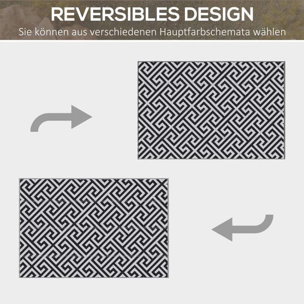 Ulkomatto muovimatto kaksipuolinen design vettä hylkivä terassiparvekkeelle musta valkoinen 152 x 243 cm