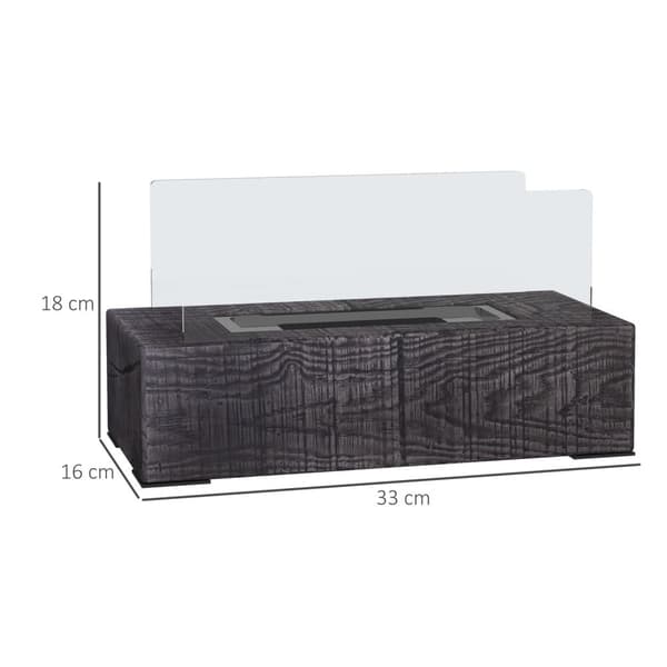 Bordsspis, bioetanolkamin, 0,15 L bordseld, portabel inomhus spis med trälook, rostfritt stål, 1000BTU, 33 x 16 x 18 cm