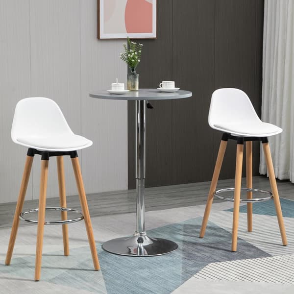 Sæt med 2 barstole køkkenstole barstol med fodstøtter imiteret læder hvid 38,5 x 42,5 x 91 cm til spisekøkken