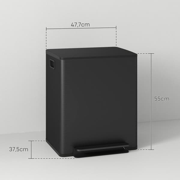 Roskakori 2x25L poljinkori ruostumatonta terästä kannella ja jalkapolkimella, kosmetiikkakori sisäastialla olohuoneeseen ja toimistoon, 47,7x37,5x56cm