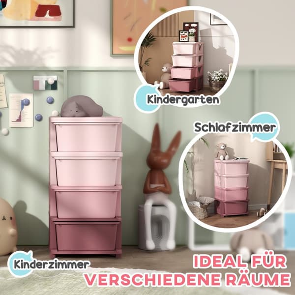 Barnerom Kommode 4-lags Lekeoppbevaring Lekeoppbevaring Rosa