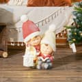 Miniatyrbild 3 av 10: Juldekorationsfigur, jultomte med bok och lykta, 45 cm julfigur med LED-ljus, dekorativ figur till jul, för inomhus- och utomhusbruk