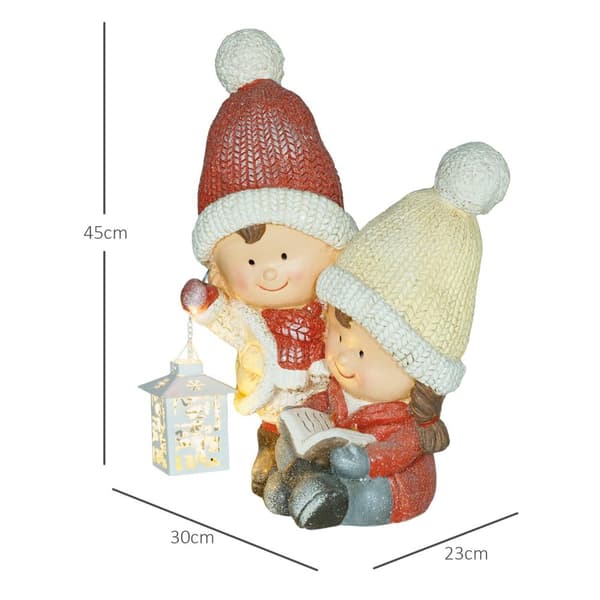 Juldekorationsfigur, jultomte med bok och lykta, 45 cm julfigur med LED-ljus, dekorativ figur till jul, för inomhus- och utomhusbruk