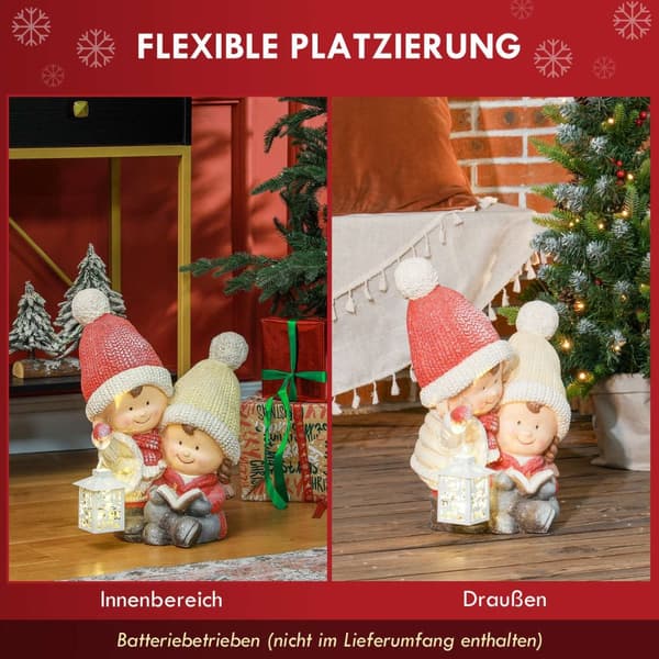 Juldekorationsfigur, jultomte med bok och lykta, 45 cm julfigur med LED-ljus, dekorativ figur till jul, för inomhus- och utomhusbruk