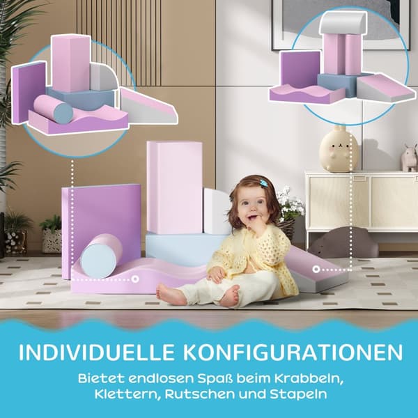 Bløde byggeklodser Sæt med 7 skumbyggeklodser Kæmpe byggeklodser Byggeklodser til børn 1-3 år i imiteret læder EPE byggelegetøj