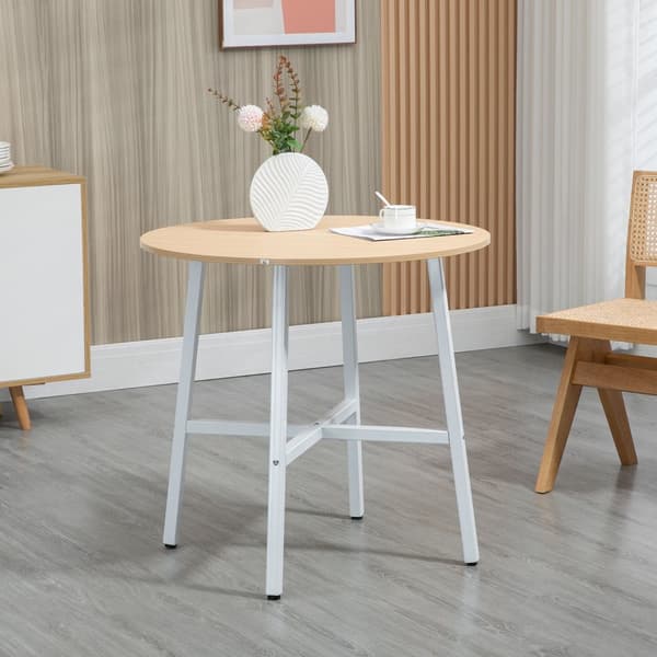 Matsalsbord, köksbord för 4 personer, modernt vardagsrumsbord av stål och naturligt trä, 80x80x76 cm för matsal och kök Aosom.de
