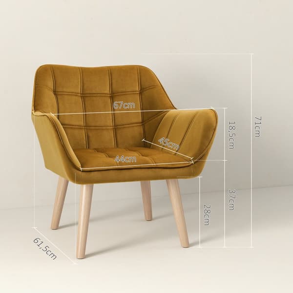 Siipituoli yhden tuolin lepotuoli samettia, skandinaavinen, korotetut jalat, samettimainen polyesteri, keltainen 67x61,5x71 cm