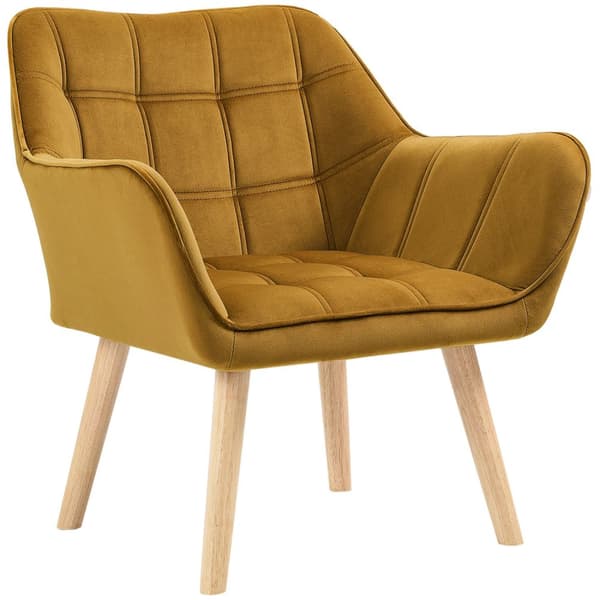 Siipituoli yhden tuolin lepotuoli samettia, skandinaavinen, korotetut jalat, samettimainen polyesteri, keltainen 67x61,5x71 cm
