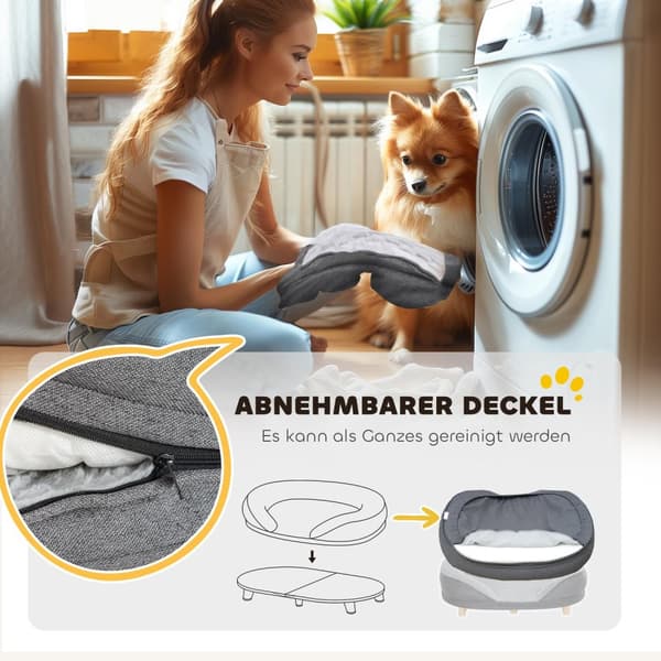 Hundesofa Kjæledyrsofa med ryggstøtte og treben, vaskbart trekk for middels hunder under 25 kg grå