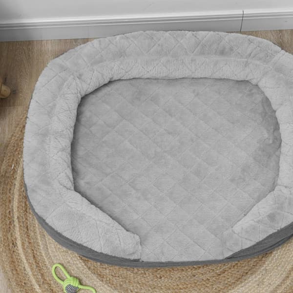 Hundesofa Kjæledyrsofa med ryggstøtte og treben, vaskbart trekk for middels hunder under 25 kg grå