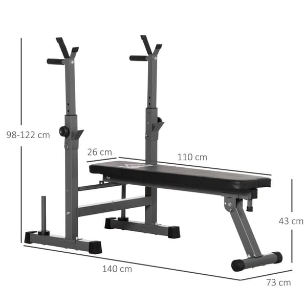 Justerbar sammenfoldelig vægtbænk med håndvægtstativ Fitness bænk til hjemmet lavet af stål i sort og grå