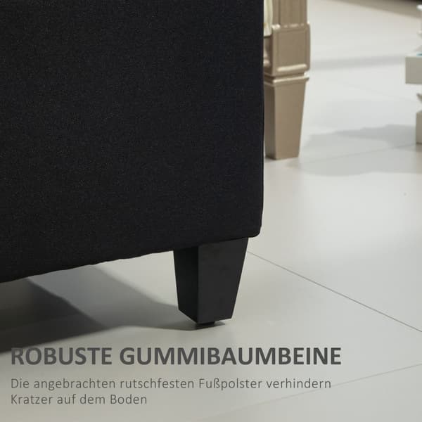 Benk trukket benk med oppbevaringsplass brystbenk gang soverom stue lin-lignende polyester gummi tre sort 100 x 40 x 44 cm | Aosome