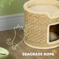 Miniatyrbillede 6 af 10: Kradsetønde, 37 cm høj kattetønde med dør, kradsestolpe med 2 niveauer, kattetårn af sisal, til katte op til 5 kg, khaki