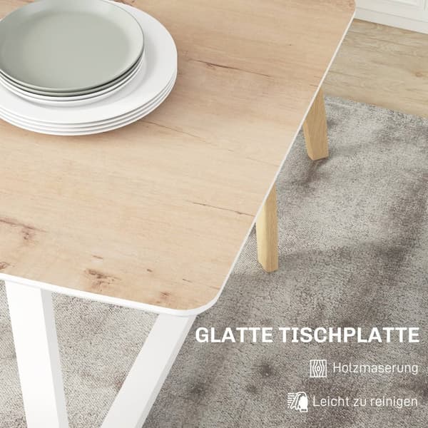 Spisebord uttrekkbart kjøkkenbord for 4-6 personer, rektangulært spisebord for kjøkken, spisestue, stål, 120/160 x 80 x 76 cm, eik