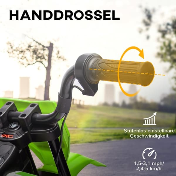 Lasten sähkömoottoripyörä, 12V lasten moottoripyörä musiikilla, lasten ajoneuvo irrotettavilla harjoituspyörillä, 2,4-5 km/h, 3-6 vuotiaille lapsille,
