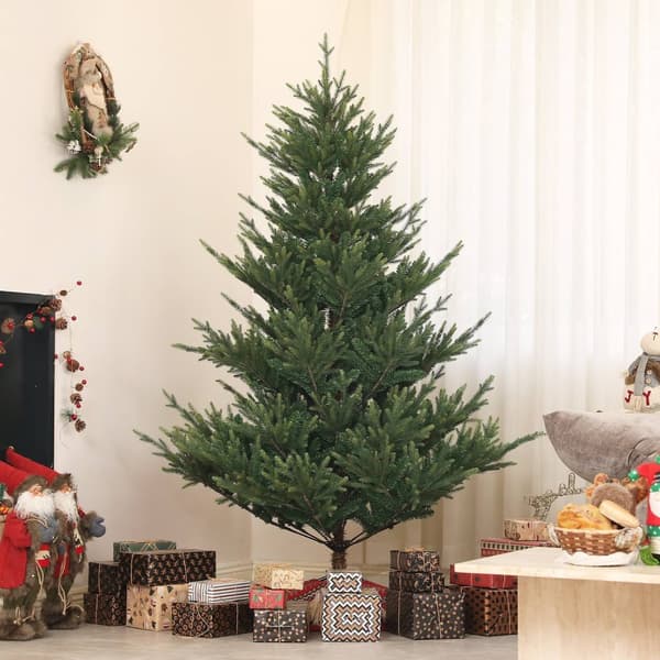 Kunstig juletre, 180 cm juletre med 1046 tips, stålstativ, flammehemmende, til juledekorasjon, innendørs, grønn