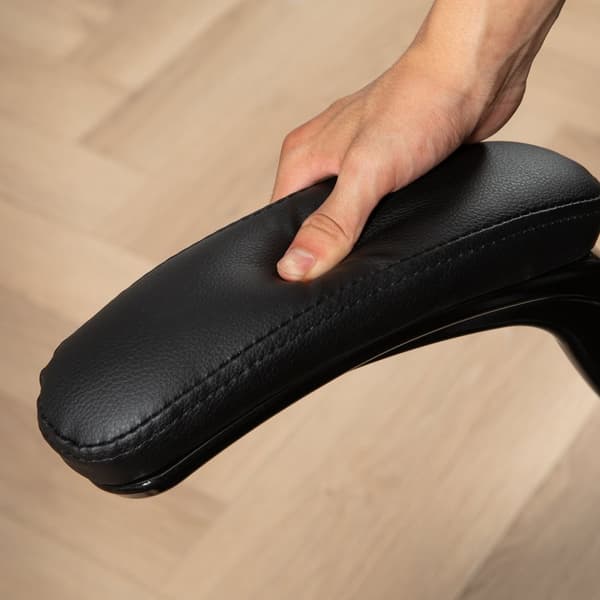 Kontorstol, ergonomisk lederstol med vippefunktion, fold-up armlæn, højdejusterbar skrivebordsstol med drejefunktion til hjemmekontor, kunstlæder, sor