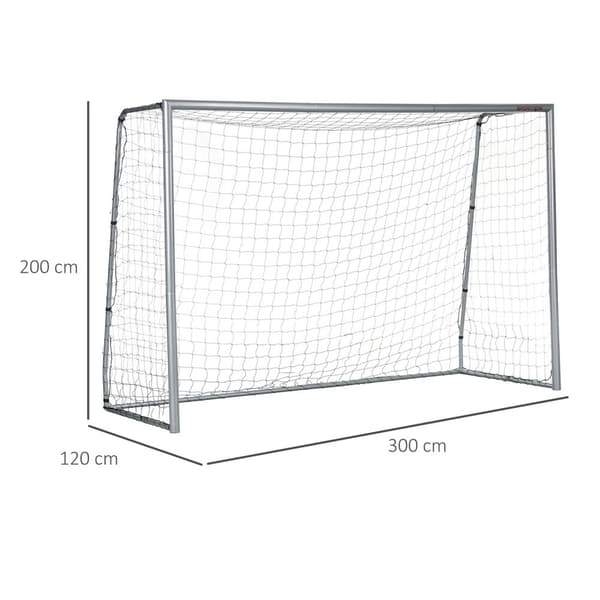 Fotballmål med PE Mesh Fotballmål for barn og voksne 300 x 120 x 200 cm Stål PE Hage Fotballtrening Grå