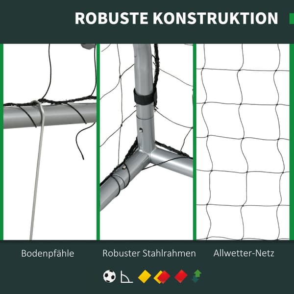 Fotballmål med PE Mesh Fotballmål for barn og voksne 300 x 120 x 200 cm Stål PE Hage Fotballtrening Grå