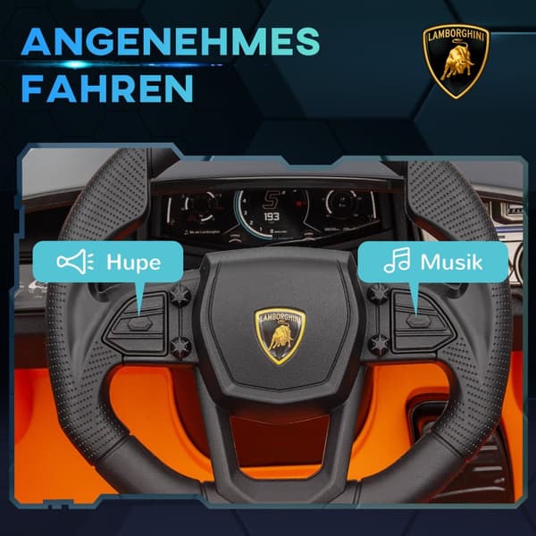 Børneelbil 12V børnebil med 2,4G fjernbetjening, musik, elbil med lys, USB/MP3 port, bakfunktion, op til 5 km/t, til børn 3-5 år, orange